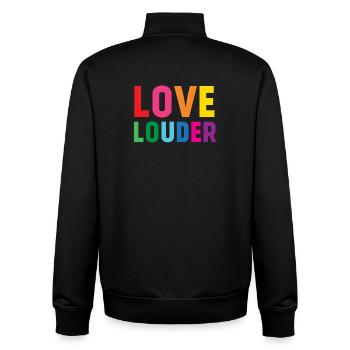 LGBTQ Pride Month - Love Louder - Unisex Organic Zip Sweatshirt by Stanley/Stella - black - Back - AI Model Male 185 light (185cm)