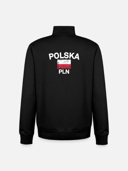 Polska Flag PLN Emblem - Unisex Organic Zip Sweatshirt by Stanley/Stella - black