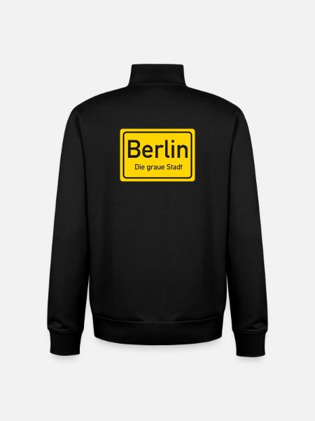 Berlin place name sign Germany - Unisex Organic Zip Sweatshirt by Stanley/Stella - black