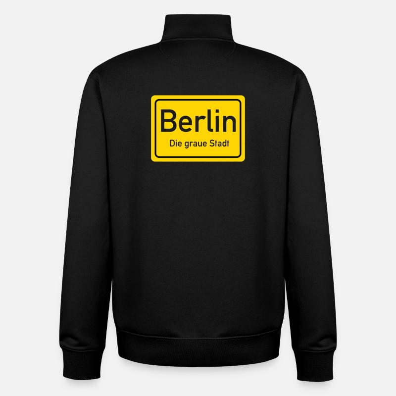 Berliner Ortsschild Deutschland - Unisex Organic Zip Sweatshirt von Stanley/Stella - Schwarz
