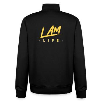 I am life zen motivation - Unisex Organic Zip Sweatshirt by Stanley/Stella - black - Back - AI Model Male 185 light (185cm)