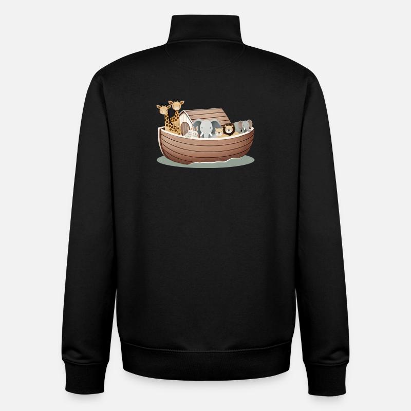 Niedliche Tierillustration – Arche Noah mit Tieren - Unisex Organic Zip Sweatshirt von Stanley/Stella - Schwarz