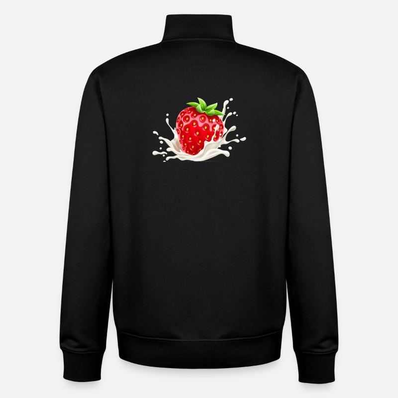fraise, envie de fraise, fraisier - Sweat zippé unisexe en coton bio Stanley/Stella - noir
