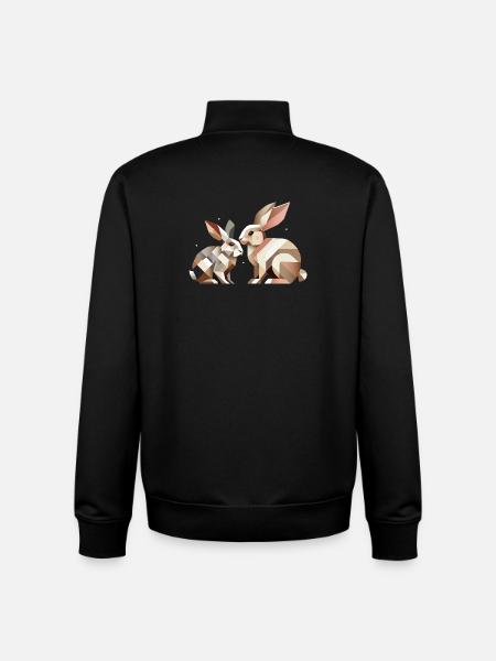 Two rabbits in geometric representation - Unisex Organic Zip Sweatshirt by Stanley/Stella - black