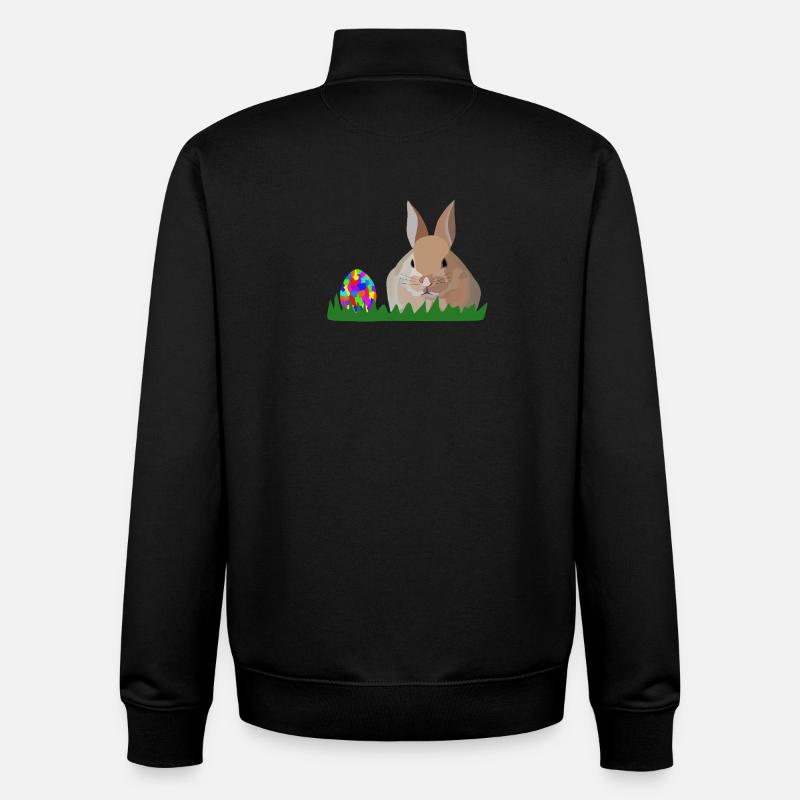 Lapin de Pâques Olli - Sweat zippé unisexe en coton bio Stanley/Stella - noir