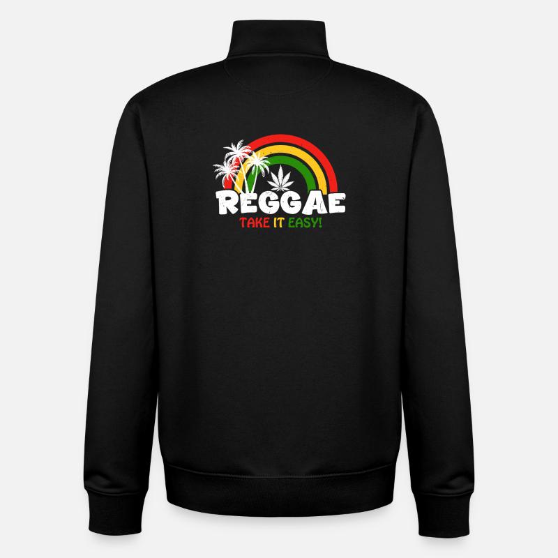 Reggae Vibe Regenbogen mit Cannabis-Motiv - Unisex Organic Zip Sweatshirt von Stanley/Stella - Schwarz