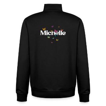 Beautiful girl's name with butterflies MICHELLE - Unisex Organic Zip Sweatshirt by Stanley/Stella - black - Back - AI Model Male 185 light (185cm)