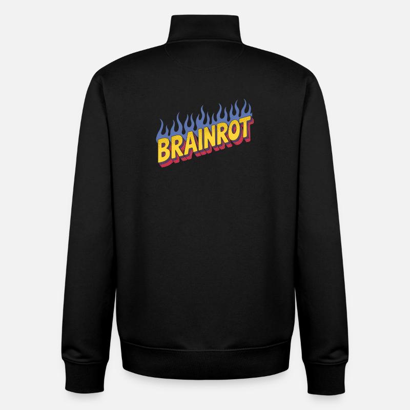 Brainrot - Mèmes amusants - Sweat zippé unisexe en coton bio Stanley/Stella - noir