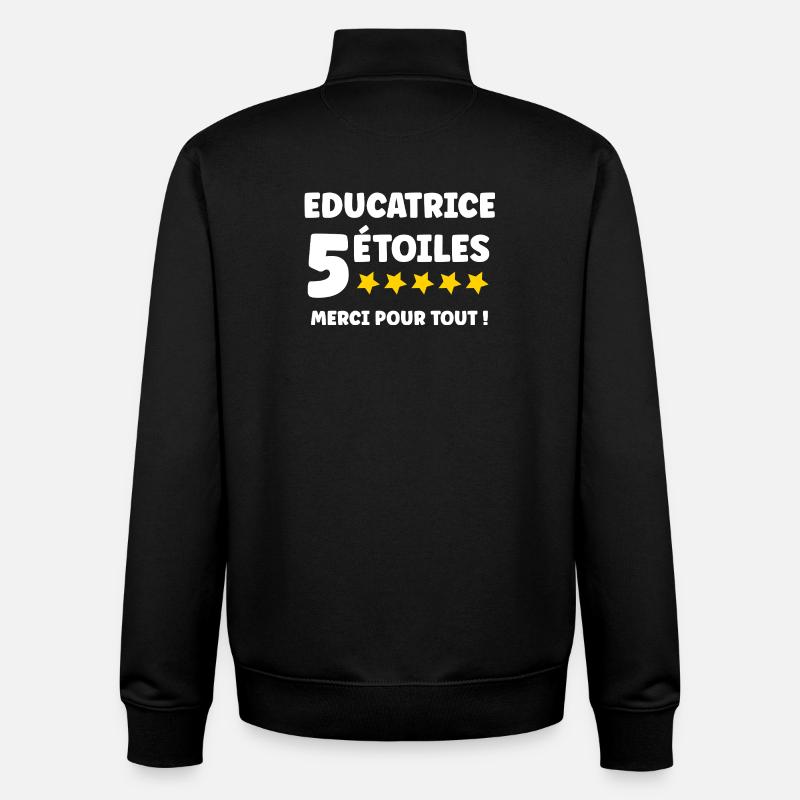 educatrice - Sweat zippé unisexe en coton bio Stanley/Stella - noir