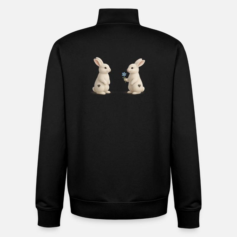 Cœur fleuri d’amitié de lapin - Sweat zippé unisexe en coton bio Stanley/Stella - noir