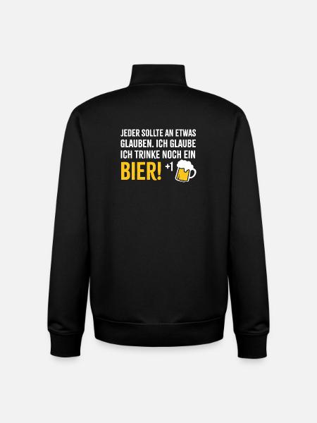 I believe in beer +1 - Unisex Organic Zip Sweatshirt by Stanley/Stella - black
