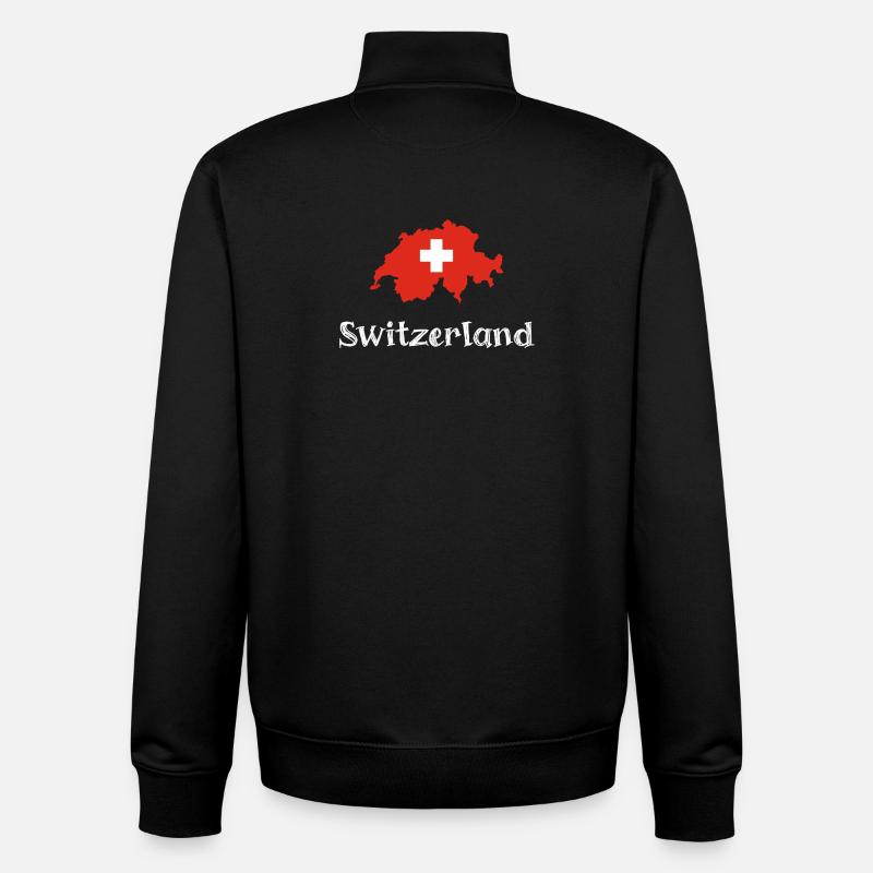 Switzlerland (texte blanc) - Sweat zippé unisexe en coton bio Stanley/Stella - noir