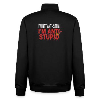 NOT ANTI SOCIAL - Unisex Organic Zip Sweatshirt by Stanley/Stella - black - Back - AI Model Male 185 light (185cm)