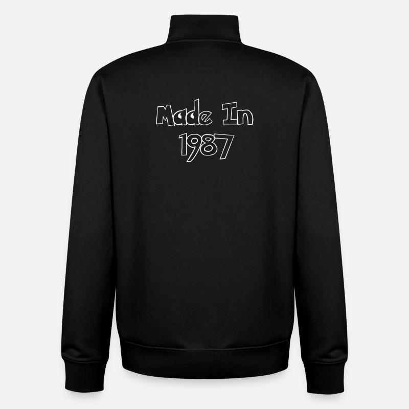 Made In 1987 Retro Sketch - Unisex Organic Zip Sweatshirt by Stanley/Stella - black