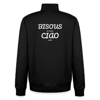 Bisous et Puis Ciao - Sweat zippé unisexe en coton bio Stanley/Stella - noir - Dos - AI Model Male 185 light (185cm)