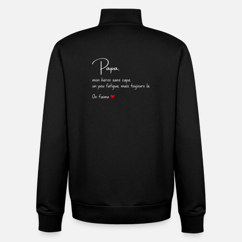 Papa Mon héros Message émouvant enfant - Sweat zippé unisexe en coton bio Stanley/Stella - noir