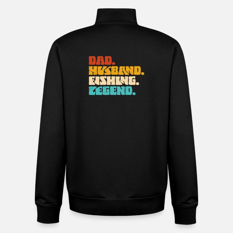 Papa Ehemann Angler Legende - Unisex Organic Zip Sweatshirt von Stanley/Stella - Schwarz