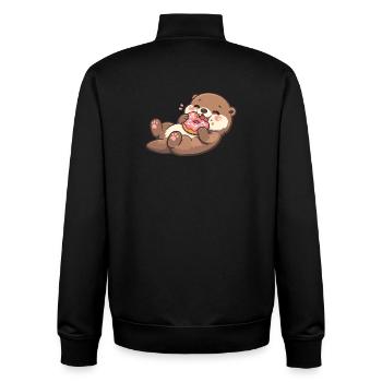 Kuschelbär mit Donut-Genuss - Unisex Organic Zip Sweatshirt von Stanley/Stella - Schwarz - Hinten - AI Model Male 185 light (185cm)