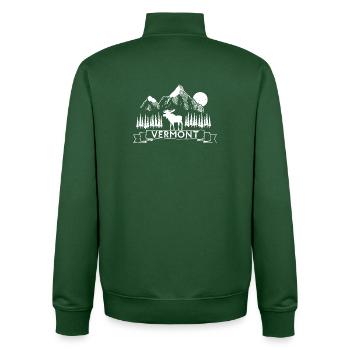Vermont Moose in Mountain Pines - Unisex Organic Zip Sweatshirt by Stanley/Stella - bottle green - Back - AI Model Male 185 dark (185cm)