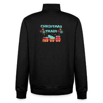 Train de Noël - Sweat zippé unisexe en coton bio Stanley/Stella - noir - Dos - AI Model Male 185 light (185cm)