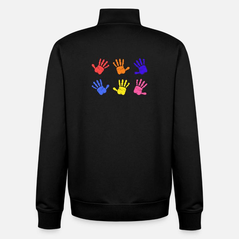 Empreintes de mains sur l’autisme - Sweat zippé unisexe en coton bio Stanley/Stella - noir