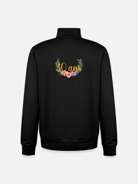 fleurs anniversaire 30 ans - Sweat zippé unisexe en coton bio Stanley/Stella - noir