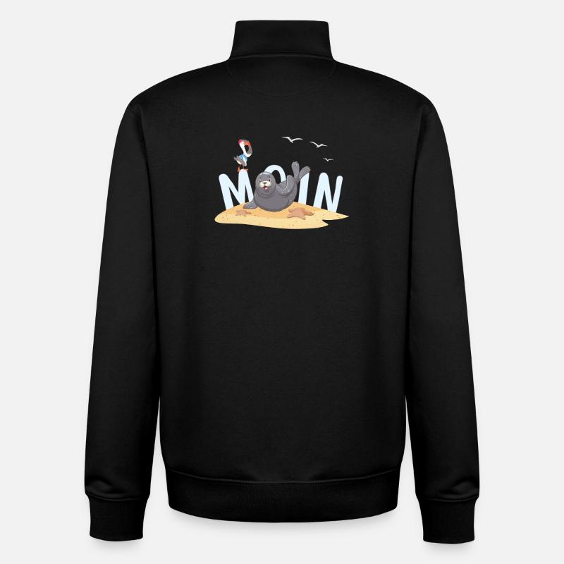 Moin Seal Seagull Beach - Sweat zippé unisexe en coton bio Stanley/Stella - noir