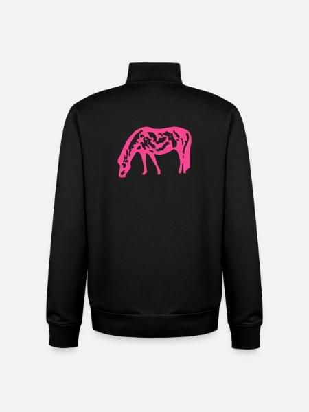 Cheval rose rose - Sweat zippé unisexe en coton bio Stanley/Stella - noir