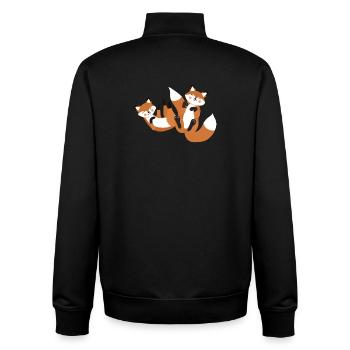 Renards heureux - Design minimaliste d’animaux de la forêt - Sweat zippé unisexe en coton bio Stanley/Stella - noir - Dos - AI Model Male 185 light (185cm)