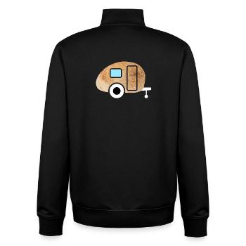 Caravan Wohnwagen Holz Maserung Natur Camping Fan - Unisex Organic Zip Sweatshirt von Stanley/Stella - Schwarz - Hinten - AI Model Male 185 light (185cm)