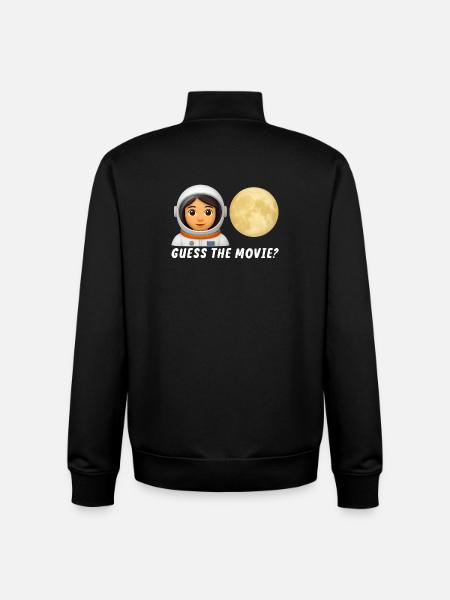 Astronaut and Full Moon Illustration - Unisex Organic Zip Sweatshirt by Stanley/Stella - black