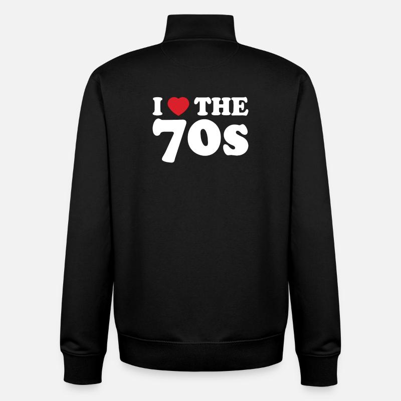 Amour des Années 70 - Sweat zippé unisexe en coton bio Stanley/Stella - noir