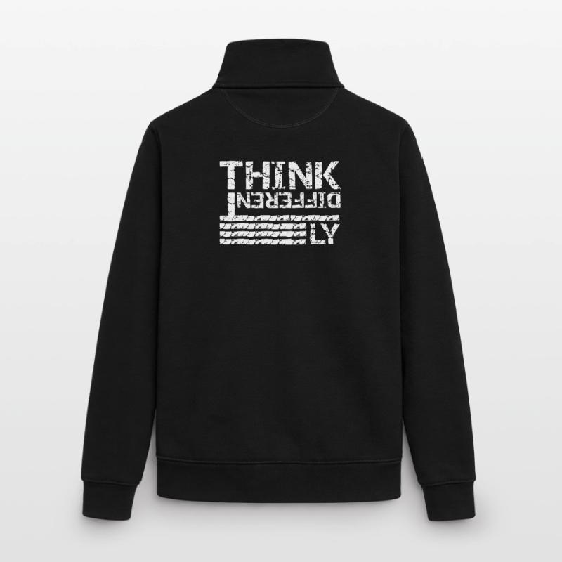 Penser différemment – Conception de typographie grunge Sweat zippé unisexe en coton bio Stanley/Stella