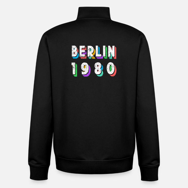 Berlin 1980 Rétro Néon - Sweat zippé unisexe en coton bio Stanley/Stella - noir