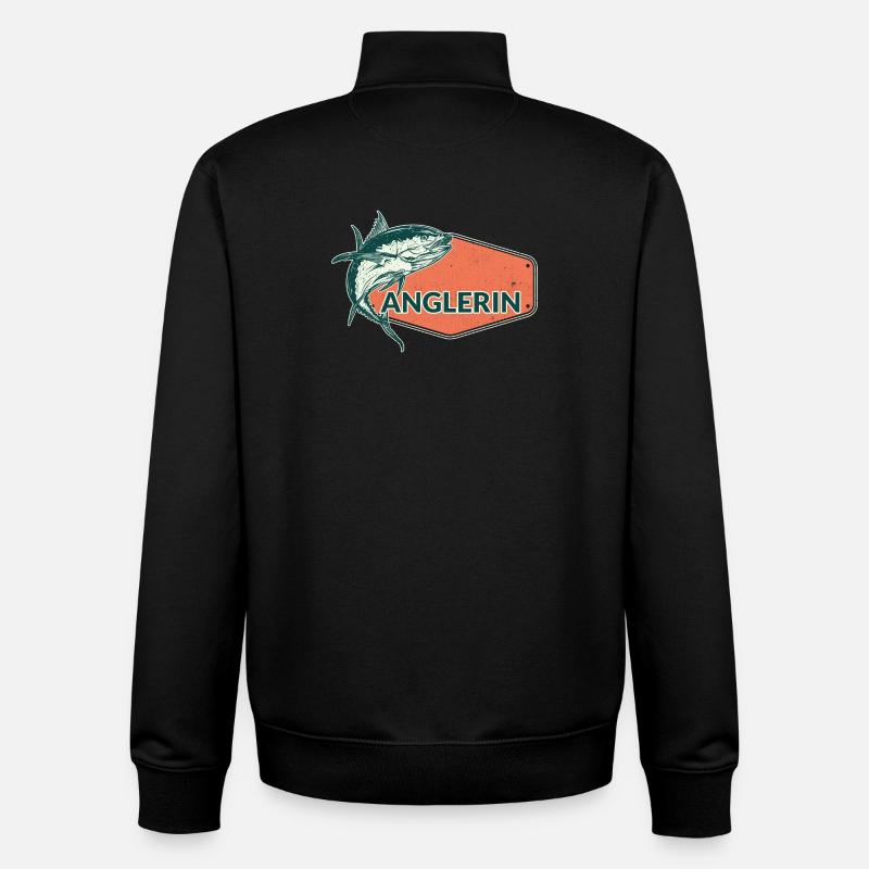 Anglerin Fish USA Design - Sweat zippé unisexe en coton bio Stanley/Stella - noir