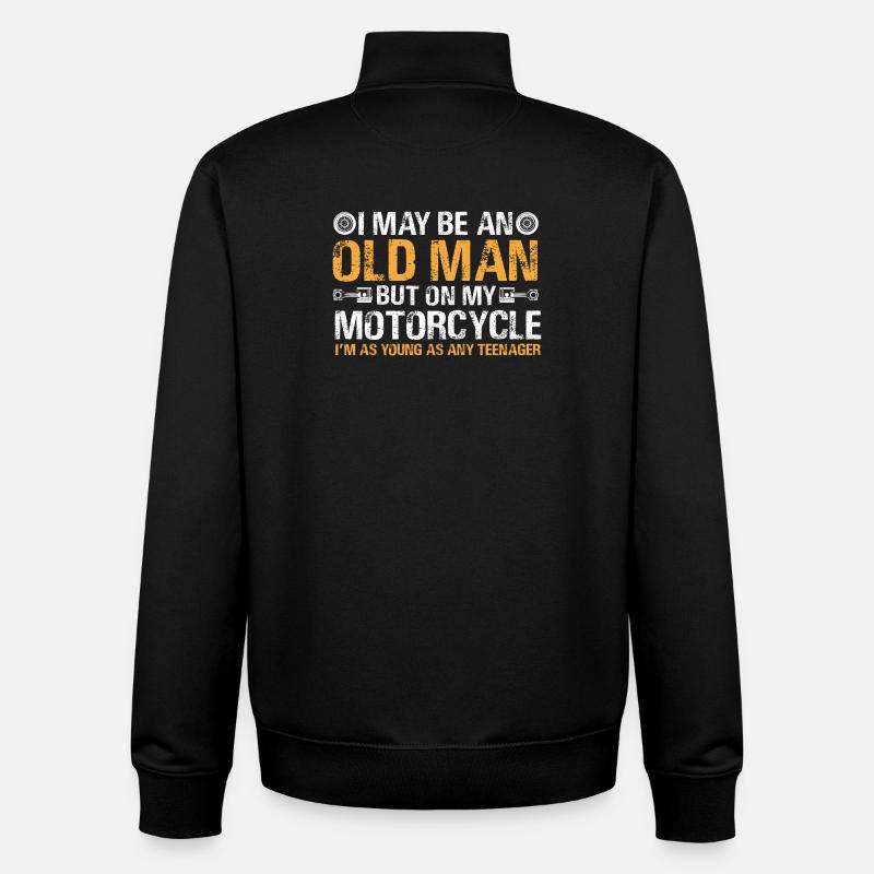 Motorrad alter Mann - Unisex Organic Zip Sweatshirt von Stanley/Stella - Schwarz