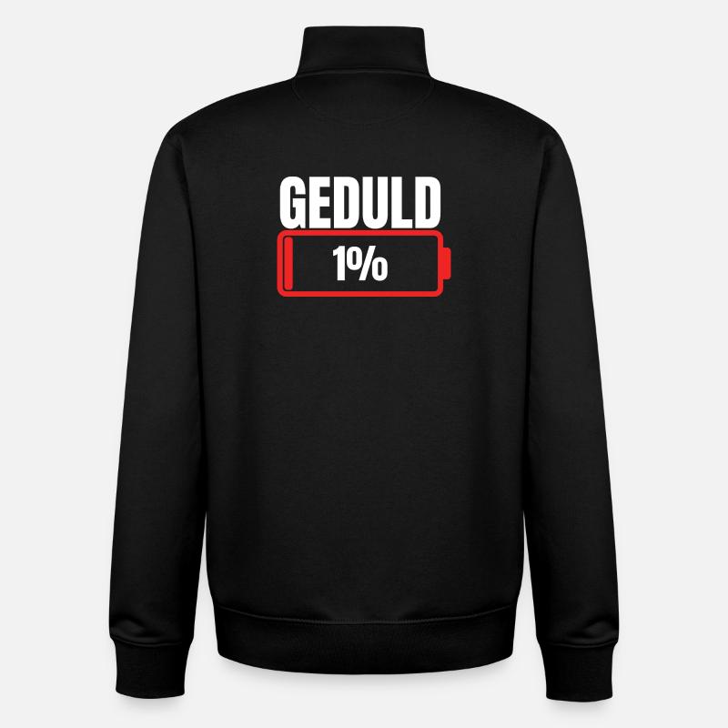 Patience 1 % batterie vide - Sweat zippé unisexe en coton bio Stanley/Stella - noir