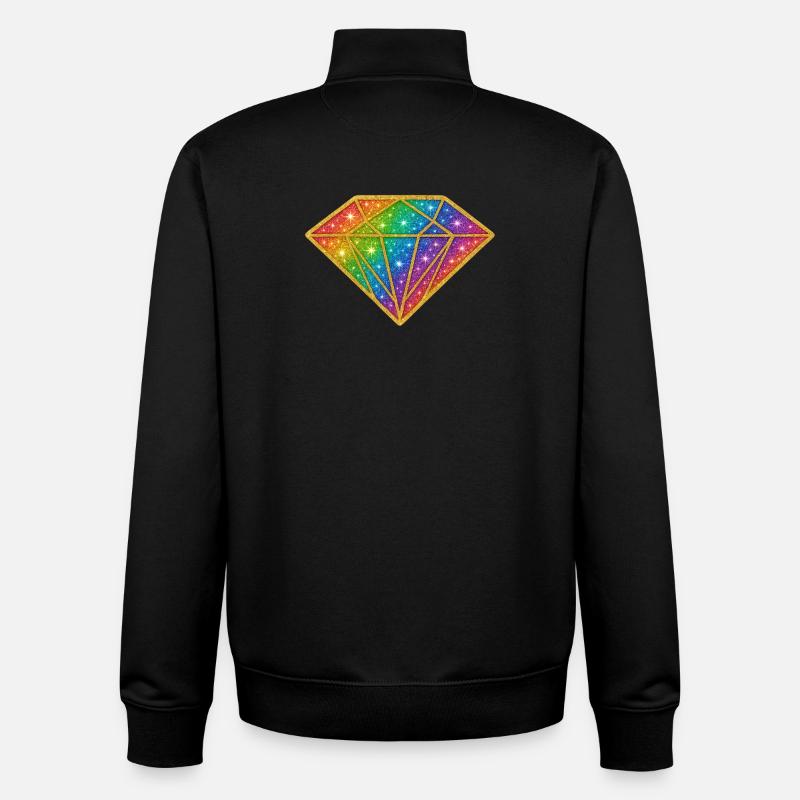 Rainbow Diamond Glitter - Unisex Organic Zip Sweatshirt by Stanley/Stella - black