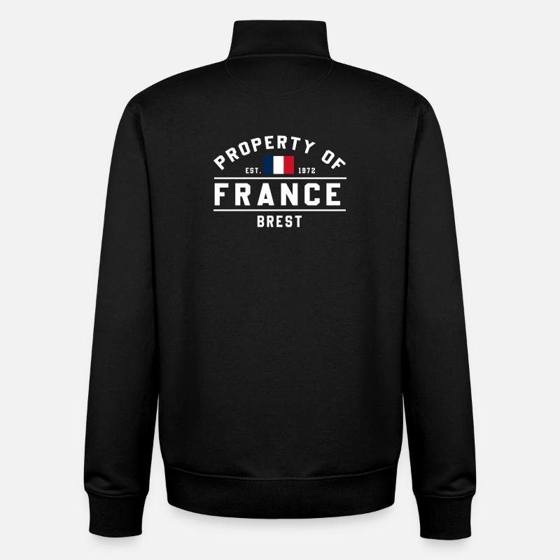 French Ownership Brest Logo - Unisex Organic Zip Sweatshirt by Stanley/Stella - black