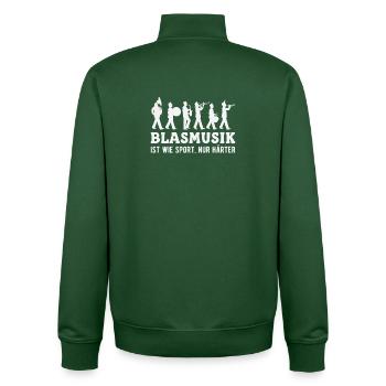 Brass band music is like sports Brass band musicians - Unisex Organic Zip Sweatshirt by Stanley/Stella - bottle green - Back - AI Model Male 185 dark (185cm)