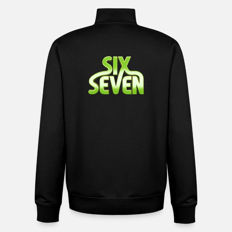 Six Seven 6 7 - 67 - Grøn typografi Meme Design - Stanley/Stella unisex sweatshirt med lynlås i økologisk - sort