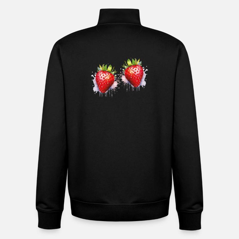 Wasserfarbene Erdbeeren - Unisex Organic Zip Sweatshirt von Stanley/Stella - Schwarz