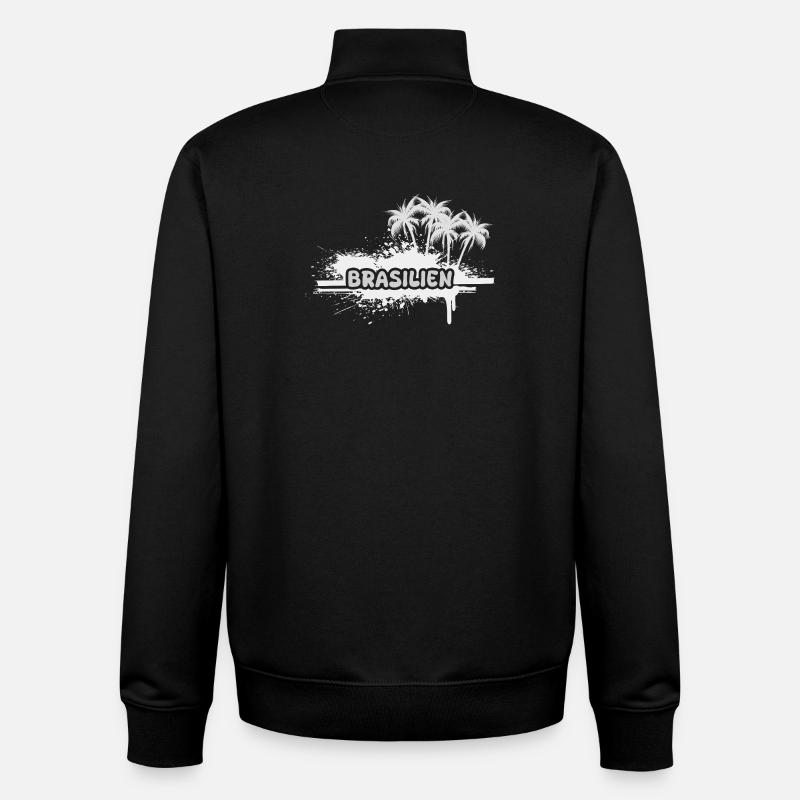 Le Brésil en palmiers - Sweat zippé unisexe en coton bio Stanley/Stella - noir