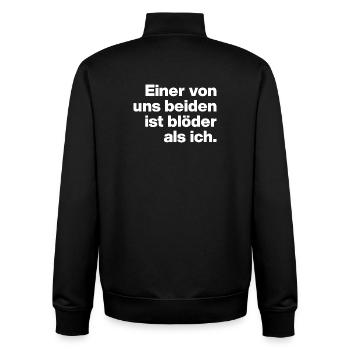 L’UN DE NOUS EST PLUS STUPIDE QUE MOI. SARCASME, COQUIN - Sweat zippé unisexe en coton bio Stanley/Stella - noir - Dos - AI Model Male 185 light (185cm)