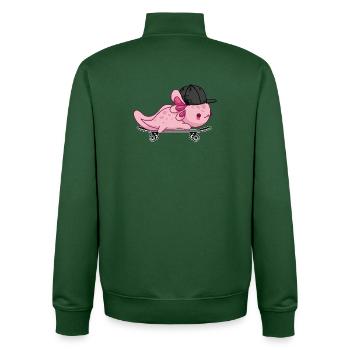 Cool Axolotl Skateboard - Style Kawaii - Sweat zippé unisexe en coton bio Stanley/Stella - vert bouteille - Dos - AI Model Male 185 dark (185cm)