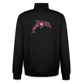Dauphin au petit cœur - Sweat zippé unisexe en coton bio Stanley/Stella - noir - Dos - AI Model Male 185 light (185cm)