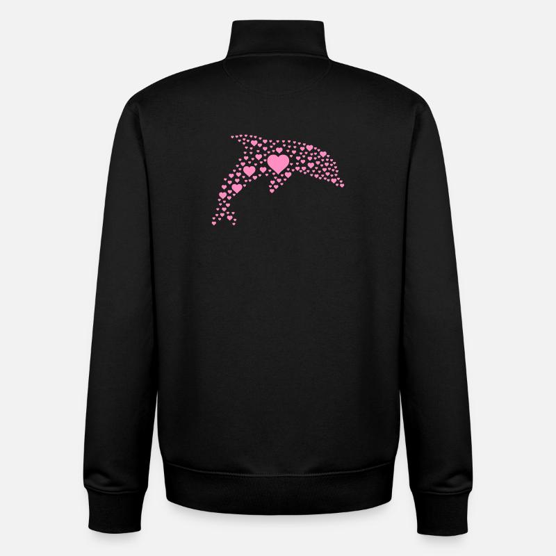 Delfin mit kleinen Herzen - Unisex Organic Zip Sweatshirt von Stanley/Stella - Schwarz