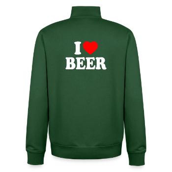 I Love Beer - Unisex Organic Zip Sweatshirt von Stanley/Stella - Flaschengrün - Hinten - AI Model Male 185 dark (185cm)