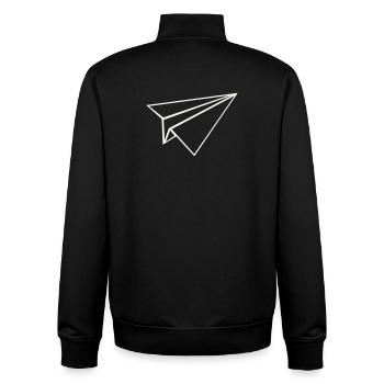 Art en ligne d’avions en papier - Sweat zippé unisexe en coton bio Stanley/Stella - noir - Dos - AI Model Male 185 light (185cm)