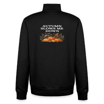Autumn Slows Me Down Pumpkin Bloom Cottagecore - Unisex Organic Zip Sweatshirt by Stanley/Stella - black - Back - AI Model Male 185 light (185cm)